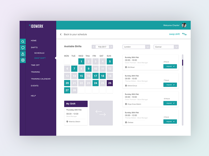 Shift Calendar UI by Eleana Gkogka on Dribbble