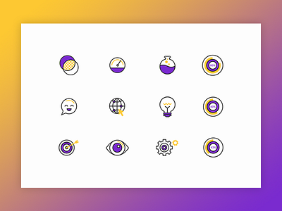 Yd Icons brand clean colourful design flat icons minimal purple services yellow
