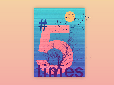 Number 5 Poster abstract art color design flat gradient illustration poster typography