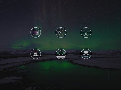 Icons - Tips for viewing the Northern lights aurora brand design icons illustration lined minimal northern lights vector