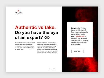 Hiscox - Forgery Quiz abstract clean layout landing page minimal modern quiz test typography ui web design website