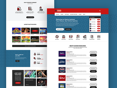 Choice Casinos Home Page betting bold casino design gaming home page icons layout modern portal website