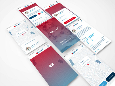 Vitality App app clean design doctors on demand map mobile modern profile ui