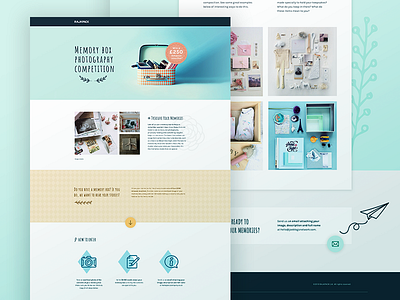 Rajapack Memory Box Competition page clean competition handmade icons minimal pastels pattern ui ux vintage web page website