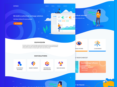 Infraexfull 2x blockchain blue blue and yellow design concept crypto currency crypto exchange crypto website digital agency illustration landing design landing page landing page concept orange ui