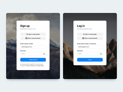 Project A - Sign up / Log in design figma log in sign up ui ux