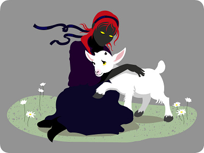 Mary's Goat bestfriends card cute dark goat grey horror hug little pet unusual
