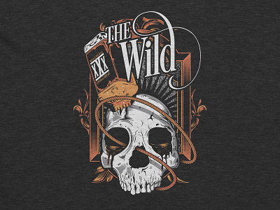 The Wild! apparel bottle illustration illustrator merch rope skull western whiskey