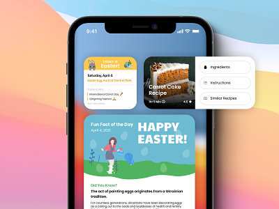 Happy Easter 2021 app concept design easter holiday illustration ios ios14 iphone mobile ui ux widgets