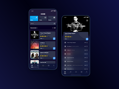 Media App admin app application dark theme dashboard design gradient home iphonex media mobile music page player ui ux
