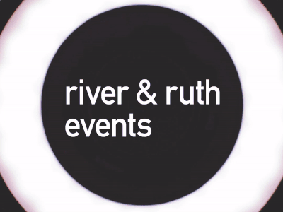 River & Ruth Events animation black and white branding events glitch title