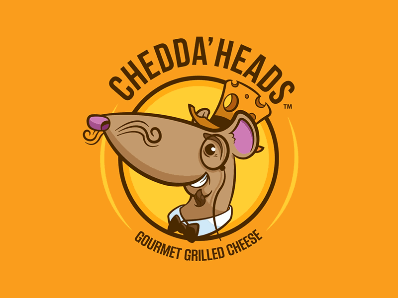 Chedda' Heads Logo Reveal after effects animation cheese food food truck gif grilled cheese logo logo reveal mascot motion design motion graphics