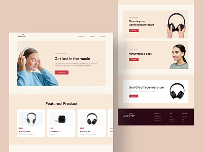 Audiotop - Audio company landing page clean design design desk figma landing page minimal ui ux web white space