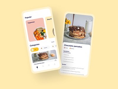 Food recipe app 🍜 android clean design design dishes figma food app ios meal mobile app design mobile ui recipe app tasty white space