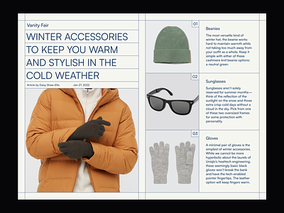 Winter Accessories design fashion figma grid layout magazine typography white space winter