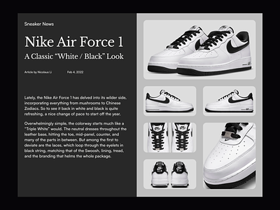 Nike Air Force 1 clean design fashion figma graphic design grid layout magazine nike sneakers typography white space