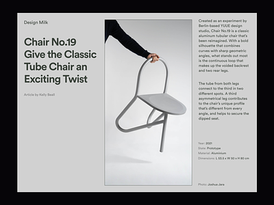 Classic Tube Chair clean design design figma furniture grid layout magazine minimal typography white space