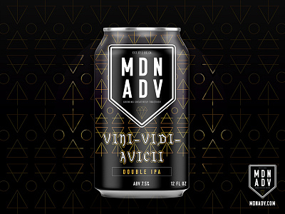 MDNADV - VINI VIDI AVICII beer can graphic design illustration mdnadv mockup