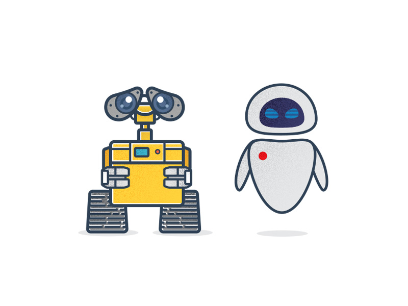 Wall-E and Eve by hellohive on Dribbble