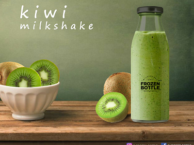 Kiwi Milk Shake Creative for Frozen Bottle banner bottle branding design food fruit green kiwi milk shake poster
