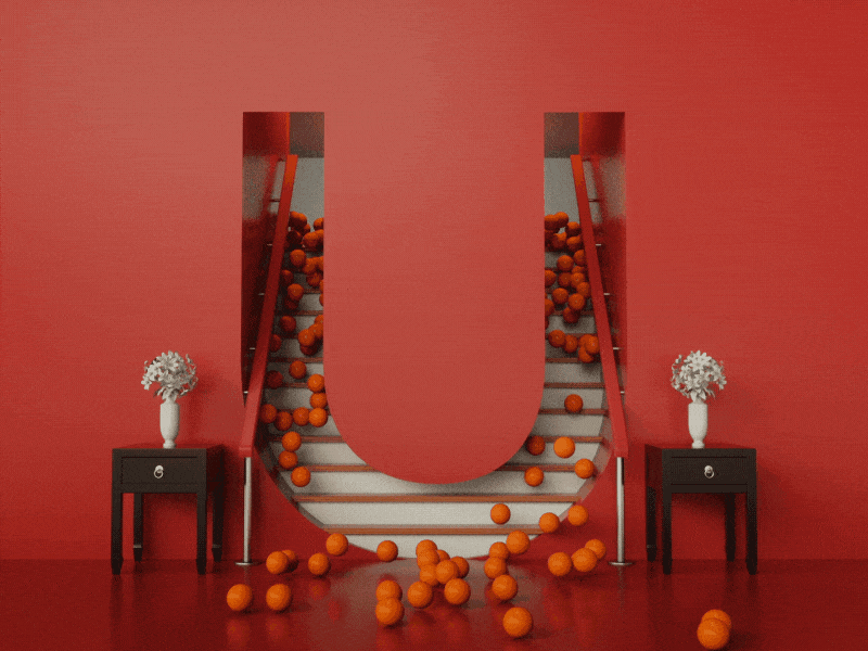 Day 21 Letter U - 2018 36daysoftype 3d animation art c4d cinema4d design graphic illustration letter lettering mograph motion render type typo typography upstairs vfx