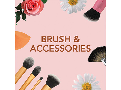 makeup brush banner design floral makeup