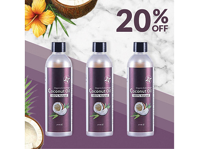 product banner banner coconut oil . design product purple