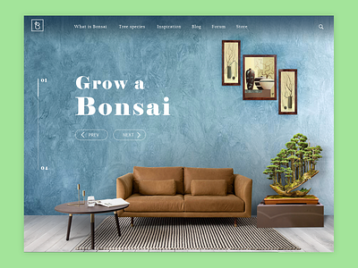 Grow a Bonsai bonsai e commerce garden landing page ui design