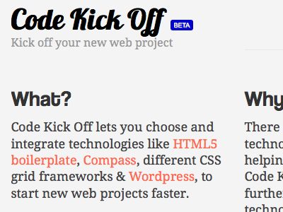 Code Kick Off Launch boilerplate code kick off compass css3 html5 wordpress