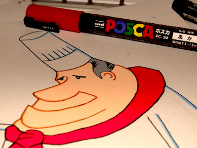 Italian Cook Dribble Shot chef cook cooq illustration italian posca markers