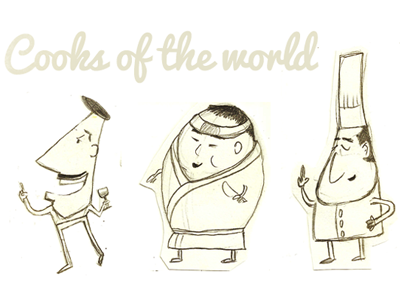 Cooks Sketch asian chef cook cooq french illustration italian japanese sketch