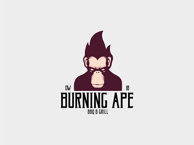 Bruning Ape BBQ Concept 2d art design digital illustration logo vector