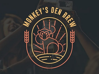 Monkey's den brew beer branding brand detail illustration lineart logo monkey outline