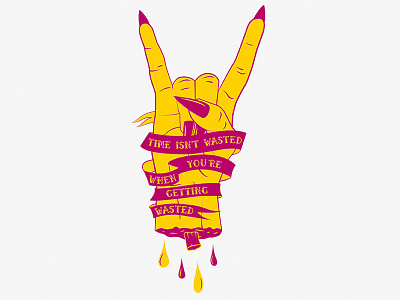 Illustration - Metal Hand art color digital illustration pink shirt vector yellow