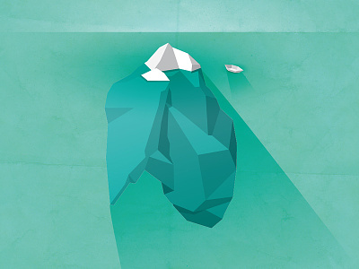Beneath the Surface boat faceted ice burg illustration water