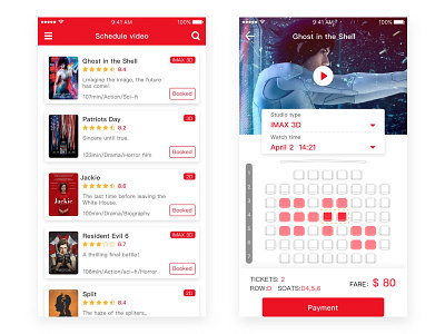 Movie booking cinema ios list movie reserved seats select ticket