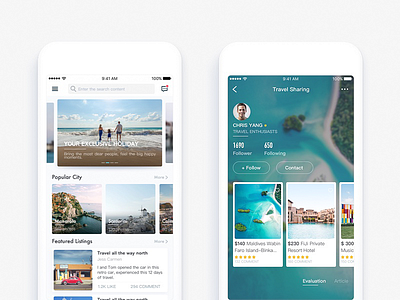 Travel app card concept find flow navigation social travel ui ux