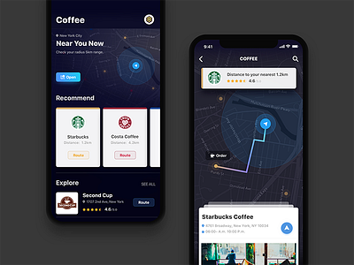 Looking For A Cafe coffee color dark line ios11 map navigation ui ux