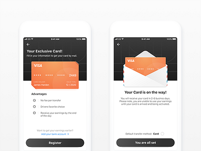 Recommended binding bank card/ Bank card delivery bank card financial h5 ios send ui ux