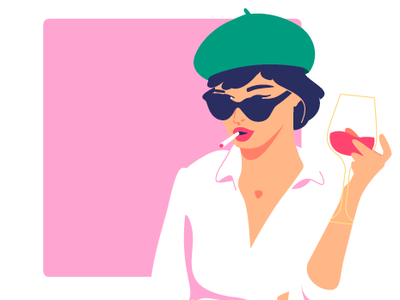 March_ character colors illustration march spring vector wine woman