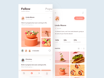 UI design exercises-Dessert 02 app card color dessert feed food interface iphonex layout orange profile ui