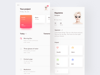 Project Task App app card layout plan profile rad task todo work