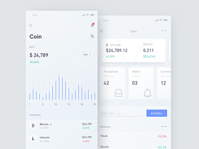 Finance &Wallet App_02 app bank bitcoin clean data design finance ui wallet white