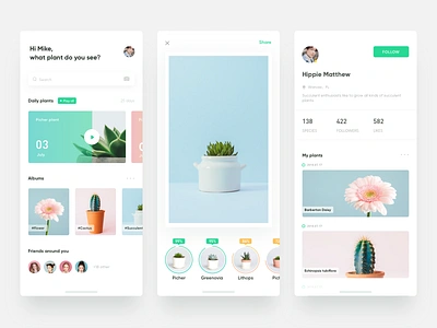 Find Green_Recognition plant APP app clean fresh green interface plant ui