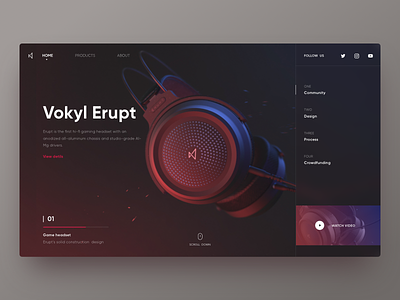 Vokyl Erupt brand black brand color gaming headset red web