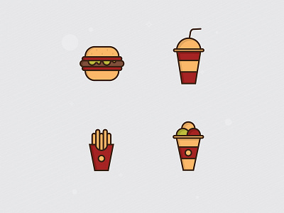 Food icon ball burger color design drink flat food icon junkfood line
