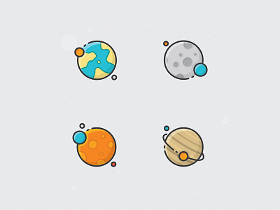 Planets icon adobe design earth flat graphic icon moon planets saturn space sun