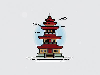 Pagoda design flat graphic icon illustration pagoda vector