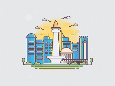Jakarta Icon Illustration design designer flat graphic icon jakarta landmark moans vector