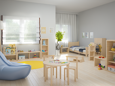 3D modelling & render 3d children furniture room